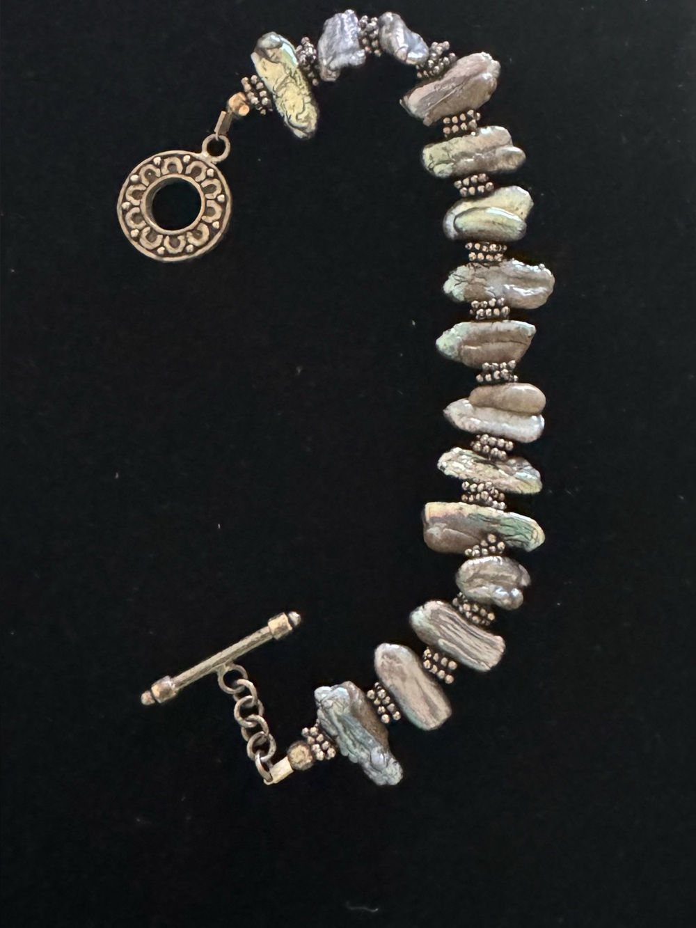 Freshwater Pearl Toggle Bracelet in Peacock